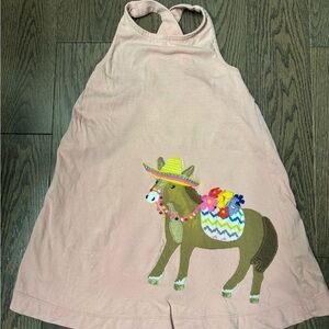 Mini Boden Pink Horse Appliqué Dress size 3/4